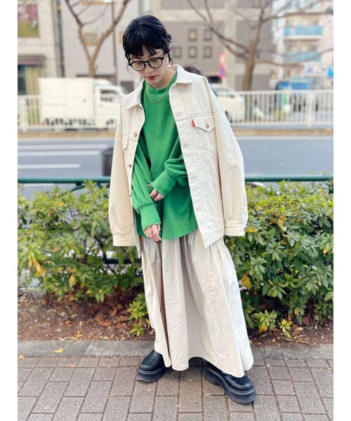 Ungrid(アングリッド)の「【WEB限定】スリーブボリュームワッフルロングスリーブTee(Tシャツ/カットソー・レディース・チャコールグレー/オレンジ/パープル系その他3/オフホワイト/アイボリー/グリーン/ブラック/イエロー/ブルー/ピンク/ミント/ライトイエロー・FREE)」の21枚目の写真