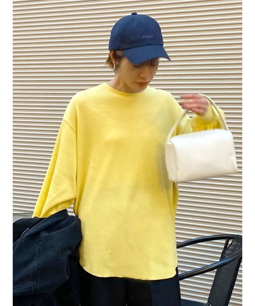 Ungrid(アングリッド)の「【WEB限定】スリーブボリュームワッフルロングスリーブTee(Tシャツ/カットソー・レディース・チャコールグレー/オレンジ/パープル系その他3/オフホワイト/アイボリー/グリーン/ブラック/イエロー/ブルー/ピンク/ミント/ライトイエロー・FREE)」の10枚目の写真