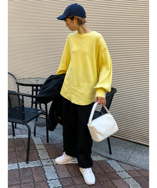 Ungrid(アングリッド)の「【WEB限定】スリーブボリュームワッフルロングスリーブTee(Tシャツ/カットソー・レディース・チャコールグレー/オレンジ/パープル系その他3/オフホワイト/アイボリー/グリーン/ブラック/イエロー/ブルー/ピンク/ミント/ライトイエロー・FREE)」の15枚目の写真