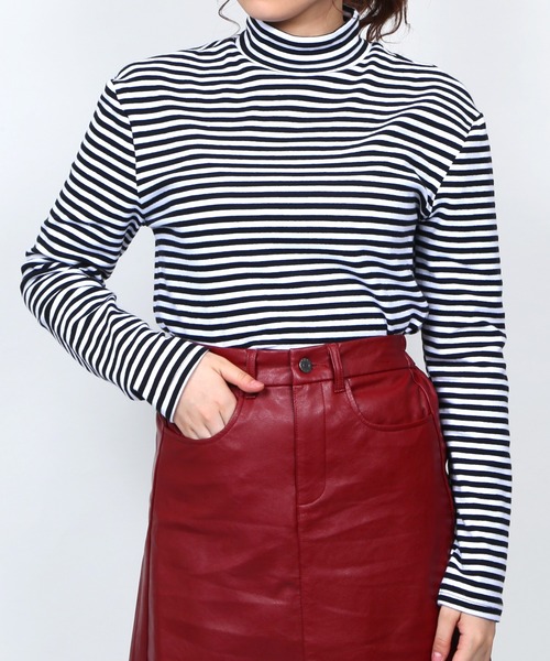 PUNYUS(プニュズ)の「ボーダーハイネックロンT(Tシャツ/カットソー・レディース・ホワイト・1/2/4/3)」の7枚目の写真