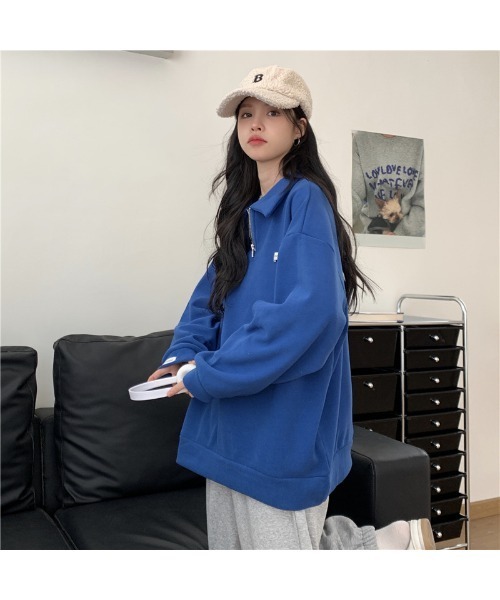 Hide and Seek ハーフジップ 古着 薄手スウェット カットソー L Hide and Seek ハーフジップ 古着 薄手スウェット カットソー L