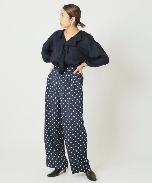 journal standard L'essage(ジャーナルスタンダードレサージュ)の「C/CUドビーフリルブラウス◆(シャツ/ブラウス・レディース・ホワイト/ネイビー/イエロー・FREE)」の9枚目の写真