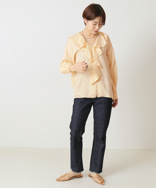 journal standard L'essage(ジャーナルスタンダードレサージュ)の「C/CUドビーフリルブラウス◆(シャツ/ブラウス・レディース・ホワイト/ネイビー/イエロー・FREE)」の18枚目の写真