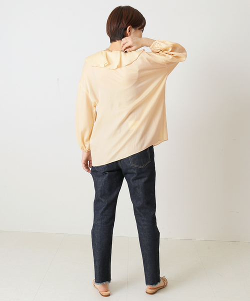 journal standard L'essage(ジャーナルスタンダードレサージュ)の「C/CUドビーフリルブラウス◆(シャツ/ブラウス・レディース・ホワイト/ネイビー/イエロー・FREE)」の20枚目の写真