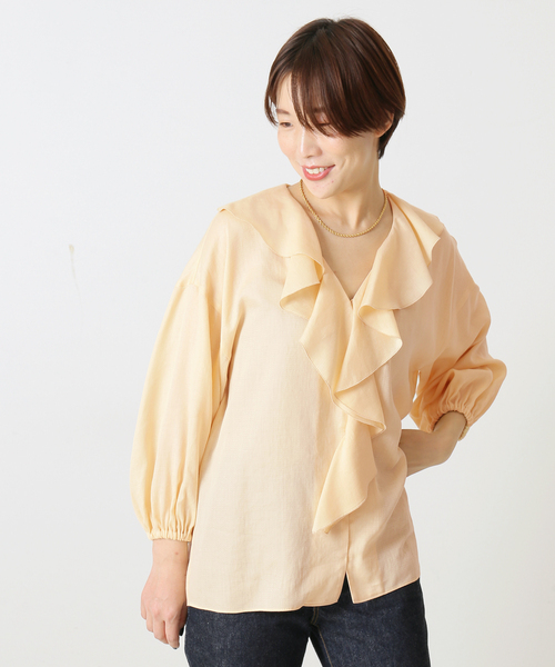 journal standard L'essage(ジャーナルスタンダードレサージュ)の「C/CUドビーフリルブラウス◆(シャツ/ブラウス・レディース・ホワイト/ネイビー/イエロー・FREE)」の21枚目の写真