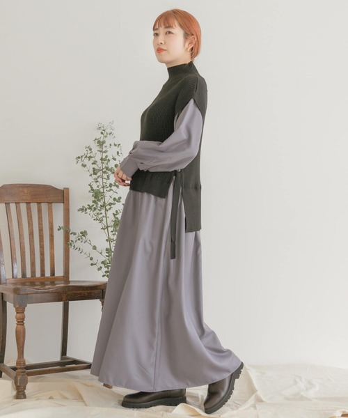 ITEMS URBANRESEARCH（アイテムズ アーバンリサーチ）の「ニットベストドッキングワンピース（ワンピース・レディース・グレー系その他/チャコールグレー/カーキ・FREE）」の5枚目の写真