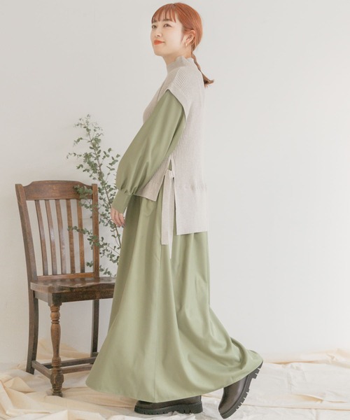 ITEMS URBANRESEARCH（アイテムズ アーバンリサーチ）の「ニットベストドッキングワンピース（ワンピース・レディース・グレー系その他/チャコールグレー/カーキ・FREE）」の17枚目の写真