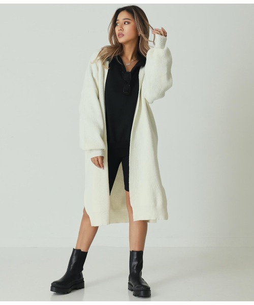 ANAP(アナップ)の「ニットロングカーディガン(カーディガン/ボレロ・レディース・ホワイト/グレイッシュベージュ/モカ/ブラック・FREE)」の2枚目の写真
