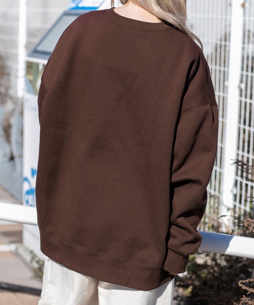 PairPair(ペアペア)の「裏起毛スクール風プルオーバー(ユニセックス)(スウェット・レディース・ネイビー/ブラウン・FREE)」の5枚目の写真