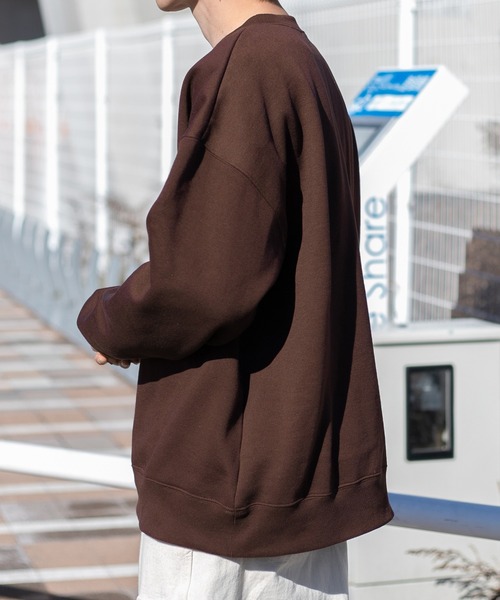 PairPair(ペアペア)の「裏起毛スクール風プルオーバー(ユニセックス)(スウェット・レディース・ネイビー/ブラウン・FREE)」の8枚目の写真