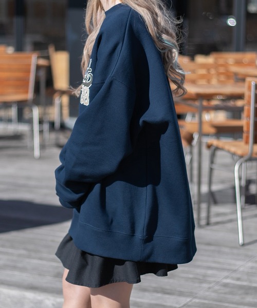 PairPair(ペアペア)の「裏起毛スクール風プルオーバー(ユニセックス)(スウェット・レディース・ネイビー/ブラウン・FREE)」の12枚目の写真