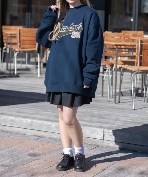 PairPair(ペアペア)の「裏起毛スクール風プルオーバー(ユニセックス)(スウェット・レディース・ネイビー/ブラウン・FREE)」の14枚目の写真