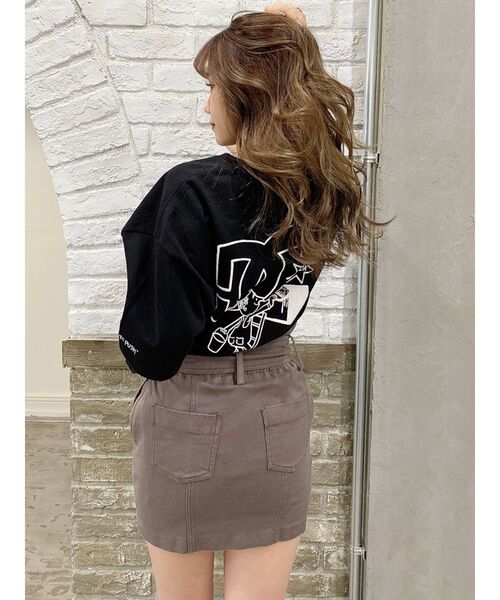 GYDA(ジェイダ)の「ベルト付きウエストギャザースカートライクショートパンツ(スカート・レディース・チャコールグレー/オフホワイト・FREE)」の12枚目の写真