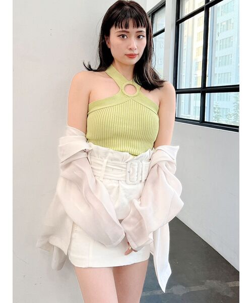 GYDA(ジェイダ)の「ベルト付きウエストギャザースカートライクショートパンツ(スカート・レディース・チャコールグレー/オフホワイト・FREE)」の13枚目の写真