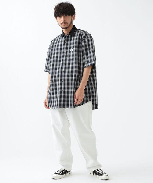 FRED PERRY（フレッドペリー）の「FRED PERRY × BEAMS / 別注 Rib Collar Cuff Shirts（シャツ/ブラウス・メンズ・チャコールグレー/ベージュ・SMALL/MEDIUM/LARGE/X-LARGE）」の9枚目の写真