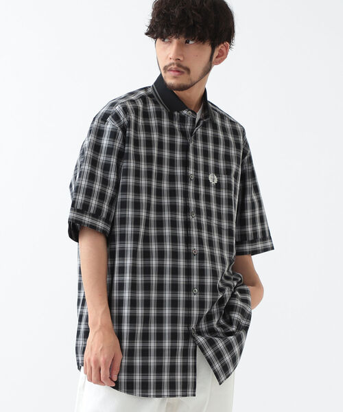 FRED PERRY（フレッドペリー）の「FRED PERRY × BEAMS / 別注 Rib Collar Cuff Shirts（シャツ/ブラウス・メンズ・チャコールグレー/ベージュ・SMALL/MEDIUM/LARGE/X-LARGE）」の11枚目の写真