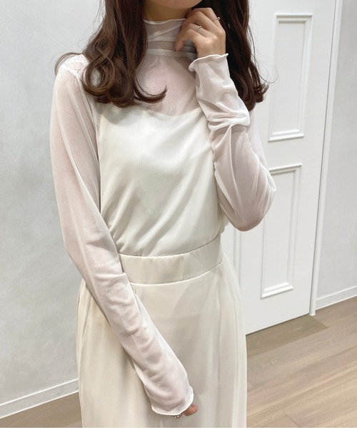 apres jour（アプレジュール）の「キャミ付きシアーインナー【ZOZOTOWN限定アイテム】（Tシャツ/カットソー・レディース・オフホワイト/ブラック・X-LARGE/フリー）」の6枚目の写真