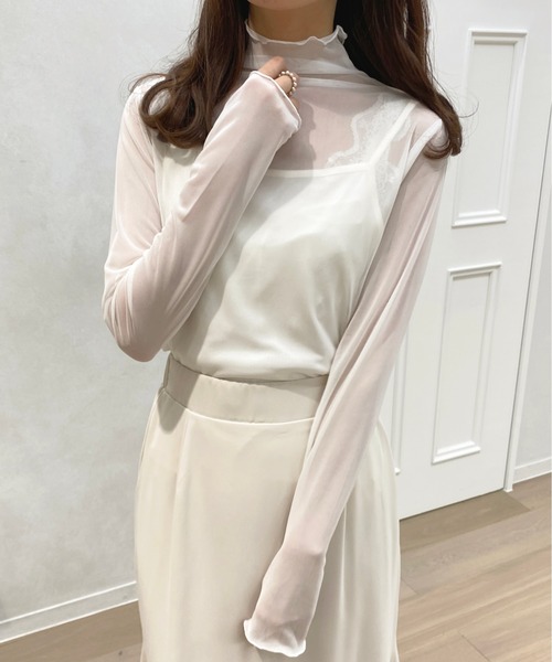 apres jour（アプレジュール）の「キャミ付きシアーインナー【ZOZOTOWN限定アイテム】（Tシャツ/カットソー・レディース・オフホワイト/ブラック・X-LARGE/フリー）」の5枚目の写真