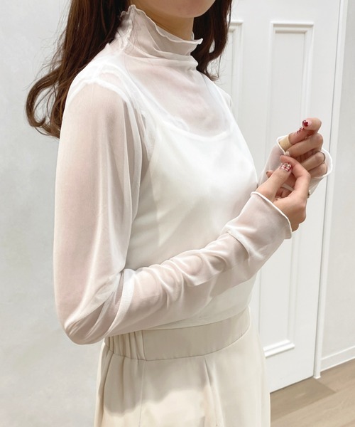 apres jour（アプレジュール）の「キャミ付きシアーインナー【ZOZOTOWN限定アイテム】（Tシャツ/カットソー・レディース・オフホワイト/ブラック・X-LARGE/フリー）」の7枚目の写真