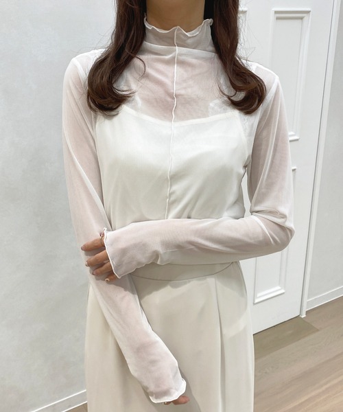 apres jour（アプレジュール）の「キャミ付きシアーインナー【ZOZOTOWN限定アイテム】（Tシャツ/カットソー・レディース・オフホワイト/ブラック・X-LARGE/フリー）」の4枚目の写真