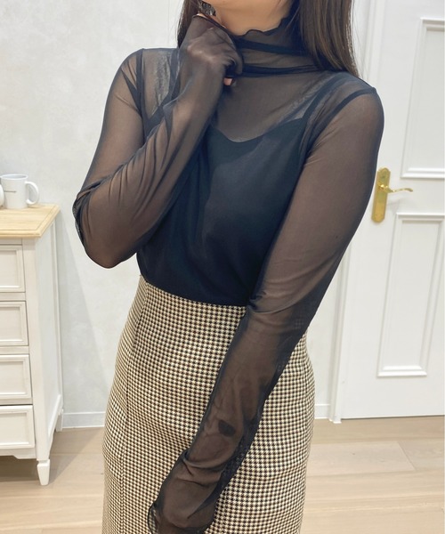 apres jour（アプレジュール）の「キャミ付きシアーインナー【ZOZOTOWN限定アイテム】（Tシャツ/カットソー・レディース・オフホワイト/ブラック・X-LARGE/フリー）」の17枚目の写真