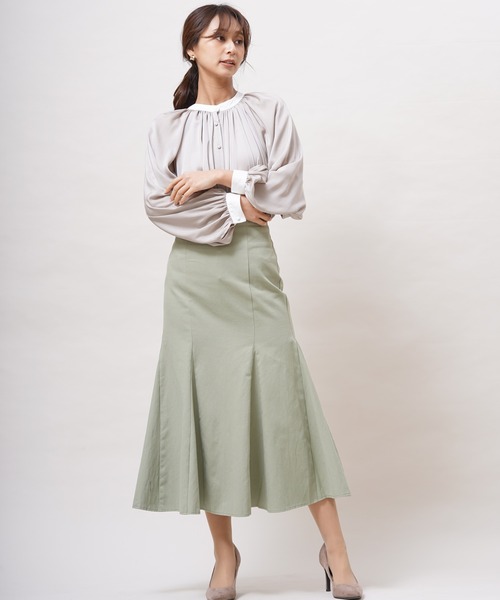 rps（アールピーエス）の「ヴィンテージサテン配色ギャザーブラウス（シャツ/ブラウス・レディース・オフホワイト/グレー/グレイッシュベージュ・M）」の19枚目の写真