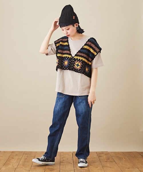 CUBE SUGAR（キューブシュガー）の「カギ針ニット クロシェ 前後着 2Way ベスト（ベスト・レディース・ホワイト/ブラック/ホワイト系その他/ブラック系その他/キャメル・M）」の19枚目の写真