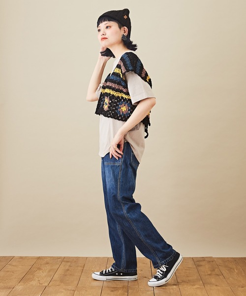 CUBE SUGAR（キューブシュガー）の「カギ針ニット クロシェ 前後着 2Way ベスト（ベスト・レディース・ホワイト/ブラック/ホワイト系その他/ブラック系その他/キャメル・M）」の20枚目の写真