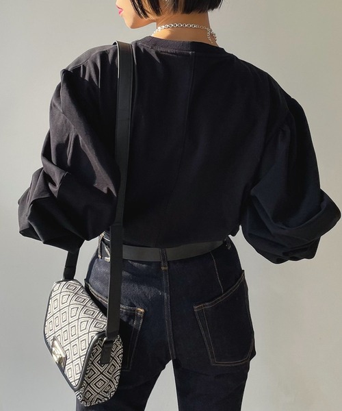 PAGEBOY（ページボーイ）の「マトンスリーブプルオーバー（Tシャツ/カットソー・レディース・ブラック/オフホワイト/ブルー/グリーン/グレイッシュベージュ・FREE）」の10枚目の写真