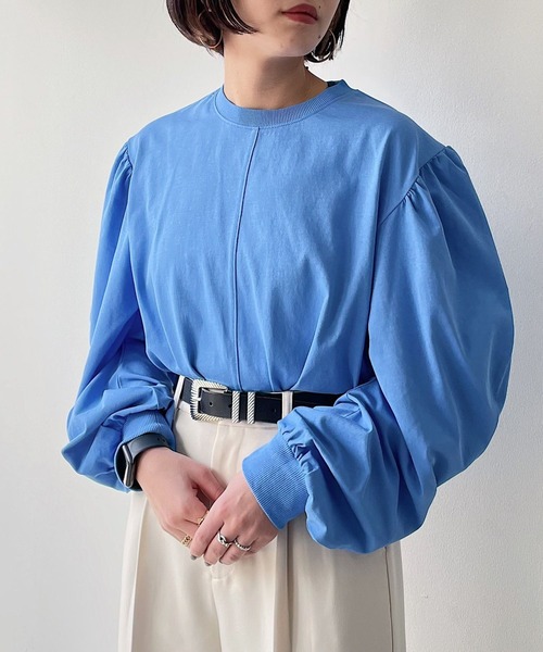 PAGEBOY（ページボーイ）の「マトンスリーブプルオーバー（Tシャツ/カットソー・レディース・ブラック/オフホワイト/ブルー/グリーン/グレイッシュベージュ・FREE）」の15枚目の写真