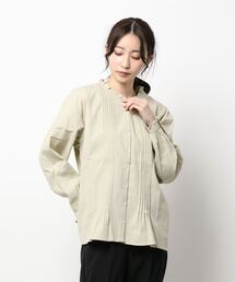 Samansa Mos2 | ピンタック襟フリルブラウス(シャツ/ブラウス)
