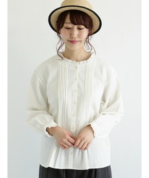 Samansa Mos2 | ピンタック襟フリルブラウス(シャツ/ブラウス)