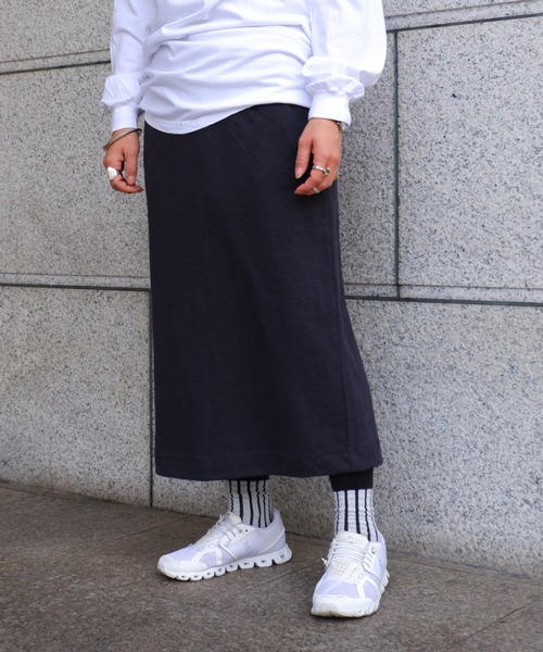 MANASTASH(マナスタッシュ)の「MANASTASH/マナスタッシュ HEMP SLIT SKIRT ヘンプスリットスカート(スカート・レディース・ブラック/ピンク/ナチュラル・MEDIUM)」の2枚目の写真