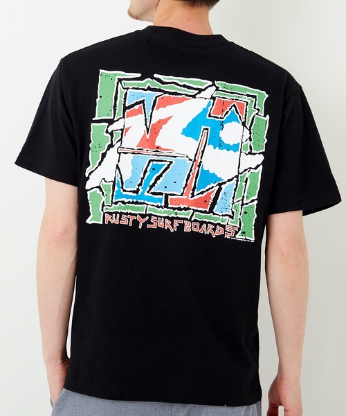 RUSTY(ラスティ)の「【RUSTY:ラスティー】バックプリントTシャツ(Tシャツ/カットソー・メンズ・ブラック/ピンク/ホワイト・MEDIUM/LARGE/X-LARGE)」の1枚目の写真