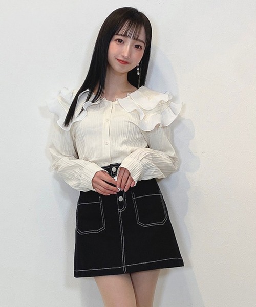 titty＆Co. PETIT（ティティアンドコープティ）の「【titty&Co.PETIT】ステッチツイルスカパン（スカート・レディース・ブラック系1/ブラック系2/ホワイト・SMALL/MEDIUM）」の3枚目の写真