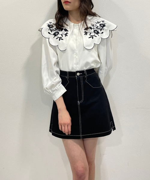 titty＆Co. PETIT（ティティアンドコープティ）の「【titty&Co.PETIT】ステッチツイルスカパン（スカート・レディース・ブラック系1/ブラック系2/ホワイト・SMALL/MEDIUM）」の4枚目の写真