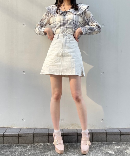 titty＆Co. PETIT（ティティアンドコープティ）の「【titty&Co.PETIT】ステッチツイルスカパン（スカート・レディース・ブラック系1/ブラック系2/ホワイト・SMALL/MEDIUM）」の6枚目の写真