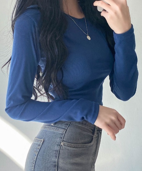 SONA（ソナ）の「SONYUNARA ベーシッククロップTシャツ（Tシャツ/カットソー・レディース・アイボリー/ネイビー/スカイブルー/ライトパープル・FREE）」の17枚目の写真