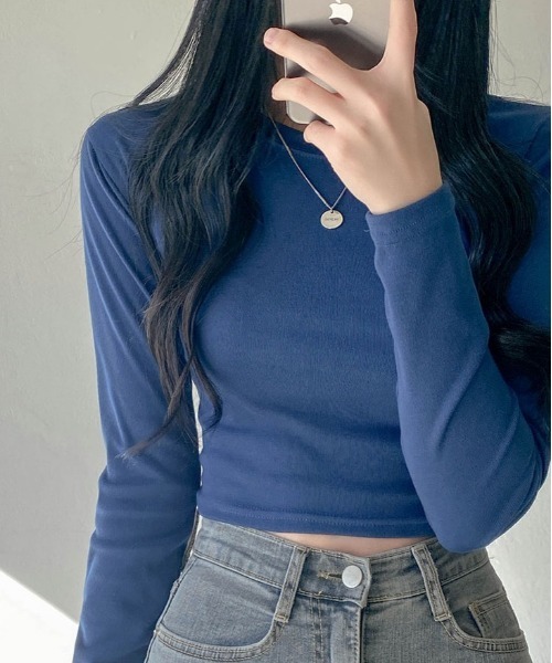 SONA（ソナ）の「SONYUNARA ベーシッククロップTシャツ（Tシャツ/カットソー・レディース・アイボリー/ネイビー/スカイブルー/ライトパープル・FREE）」の18枚目の写真