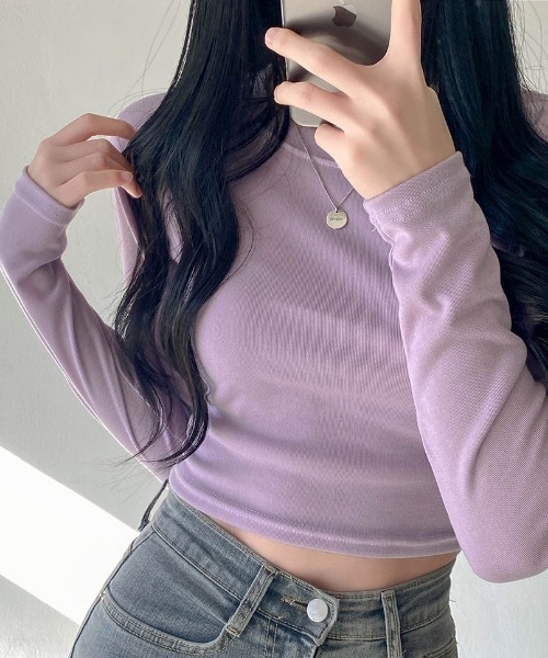 SONA（ソナ）の「SONYUNARA ベーシッククロップTシャツ（Tシャツ/カットソー・レディース・アイボリー/ネイビー/スカイブルー/ライトパープル・FREE）」の21枚目の写真