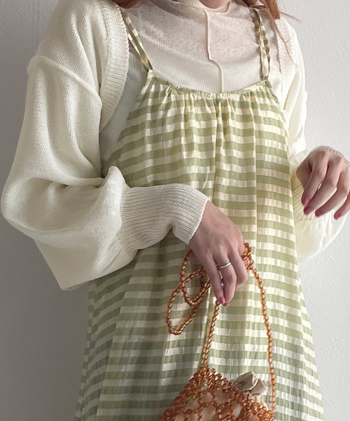 w closet（ダブルクローゼット）の「後ろレースアップショート丈カーディガン（カーディガン/ボレロ・レディース・オフホワイト/ピンク/ブラック/イエロー・FREE）」の9枚目の写真