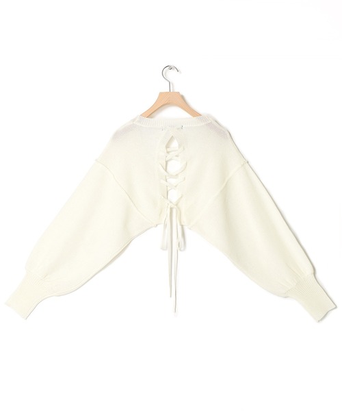 w closet（ダブルクローゼット）の「後ろレースアップショート丈カーディガン（カーディガン/ボレロ・レディース・オフホワイト/ピンク/ブラック/イエロー・FREE）」の13枚目の写真