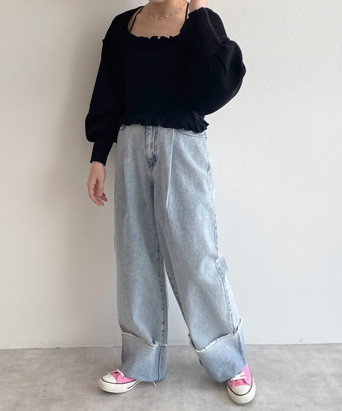 w closet（ダブルクローゼット）の「後ろレースアップショート丈カーディガン（カーディガン/ボレロ・レディース・オフホワイト/ピンク/ブラック/イエロー・FREE）」の20枚目の写真