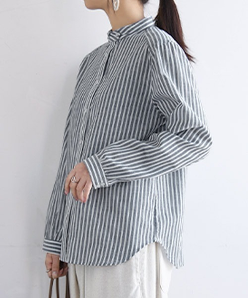 and it_(アンドイット)の「エミュラル emural コットン丸襟ブラウス(シャツ/ブラウス・レディース・アイボリー/ストライプ/チェック・M-L)」の5枚目の写真