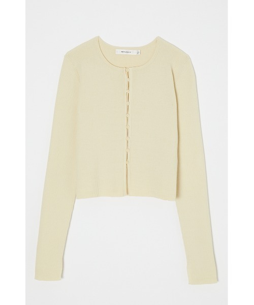 MOUSSY（マウジー）の「CROPPED BUTTON UP KNIT カーディガン（カーディガン/ボレロ・レディース・キナリ/ネイビー/バーガンディー・FREE）」の11枚目の写真