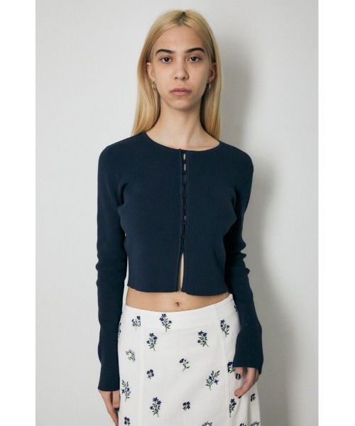 MOUSSY（マウジー）の「CROPPED BUTTON UP KNIT カーディガン（カーディガン/ボレロ・レディース・キナリ/ネイビー/バーガンディー・FREE）」の12枚目の写真