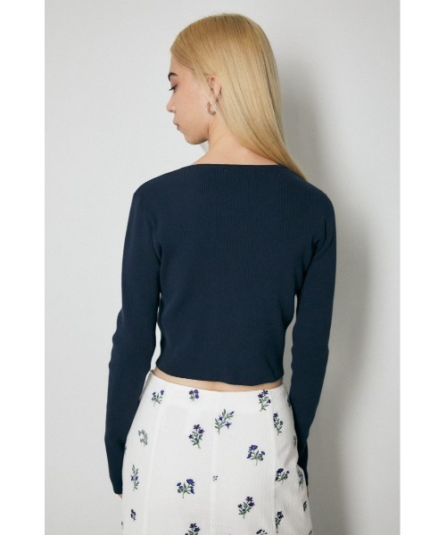 moussy - 【M_】CROP KNIT BUTTON UP カーディガン M_】CROP KNIT BUTTON UP カーディガンを使った人気ファッション