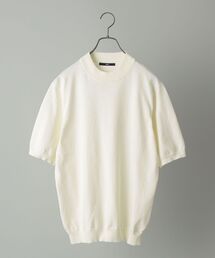SHIPS | SHIPS:CORDURA(R) コットン モックネック 半袖ニットTシャツ(Tシャツ/カットソー)