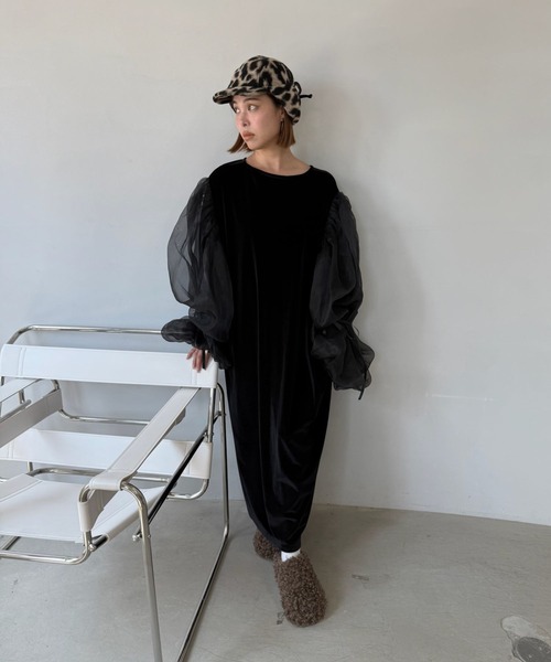 シースルーボリュームパフドレス【SANSeLF】sanw22a009（ドレス