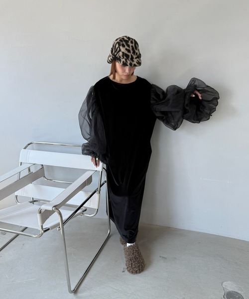 シースルーボリュームパフドレス【SANSeLF】sanw22a009（ドレス